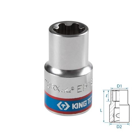 Цена на KING TONY (433E18M) Головка торцевая TORX Plus 1/2", EP18, L = 45 мм