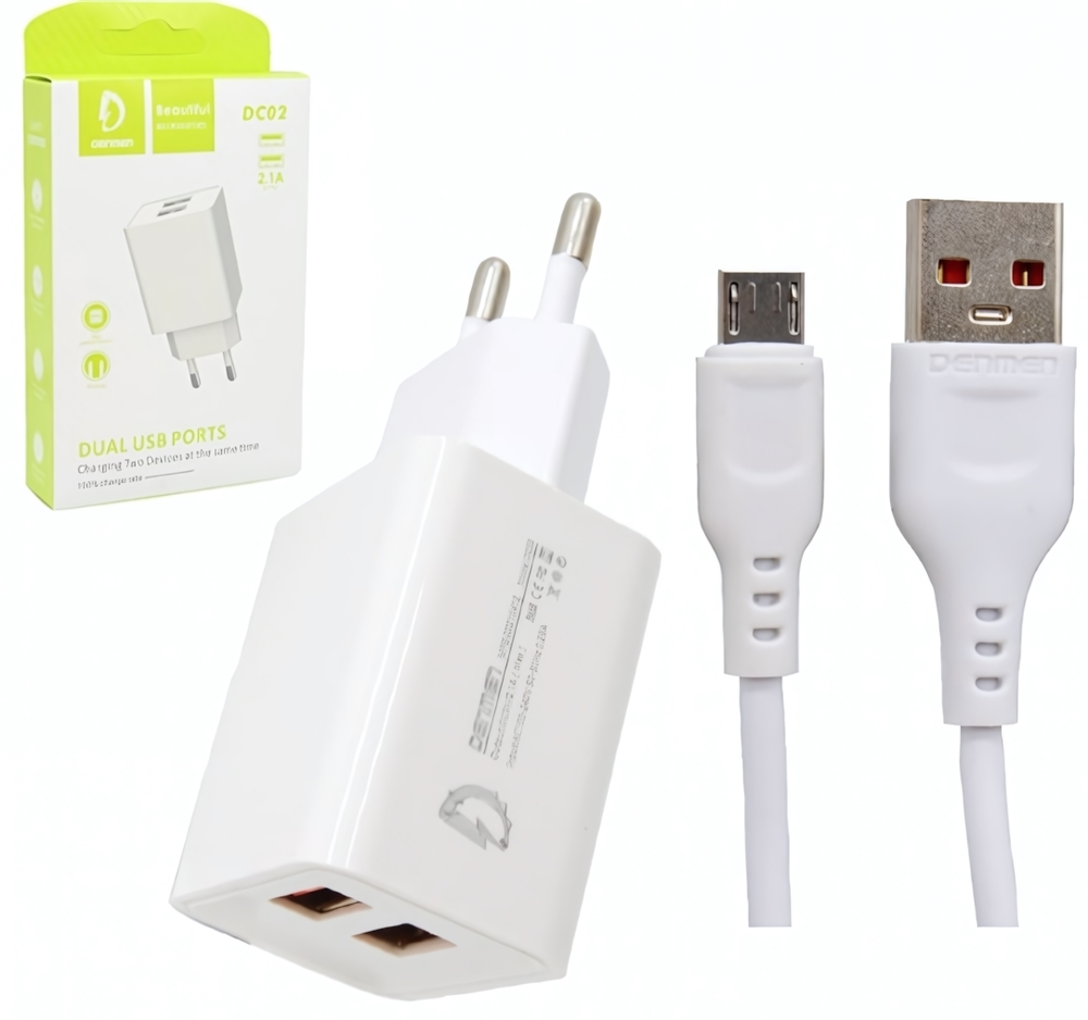Зарядное устройство DENMEN DC02 2.1A 2xUSB White