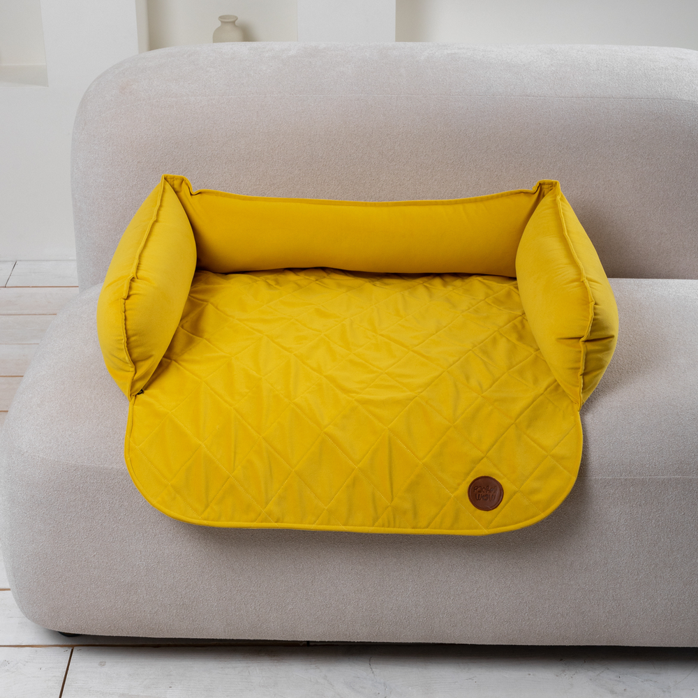 Диванный лежак из микровелюра, желтый 90х60 Rachel WOW