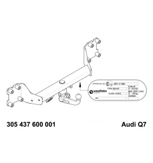 Фаркоп Westfalia 305437600001 Audi Q7 2015-(паспорт и сертификат в комплекте)(без электрики)