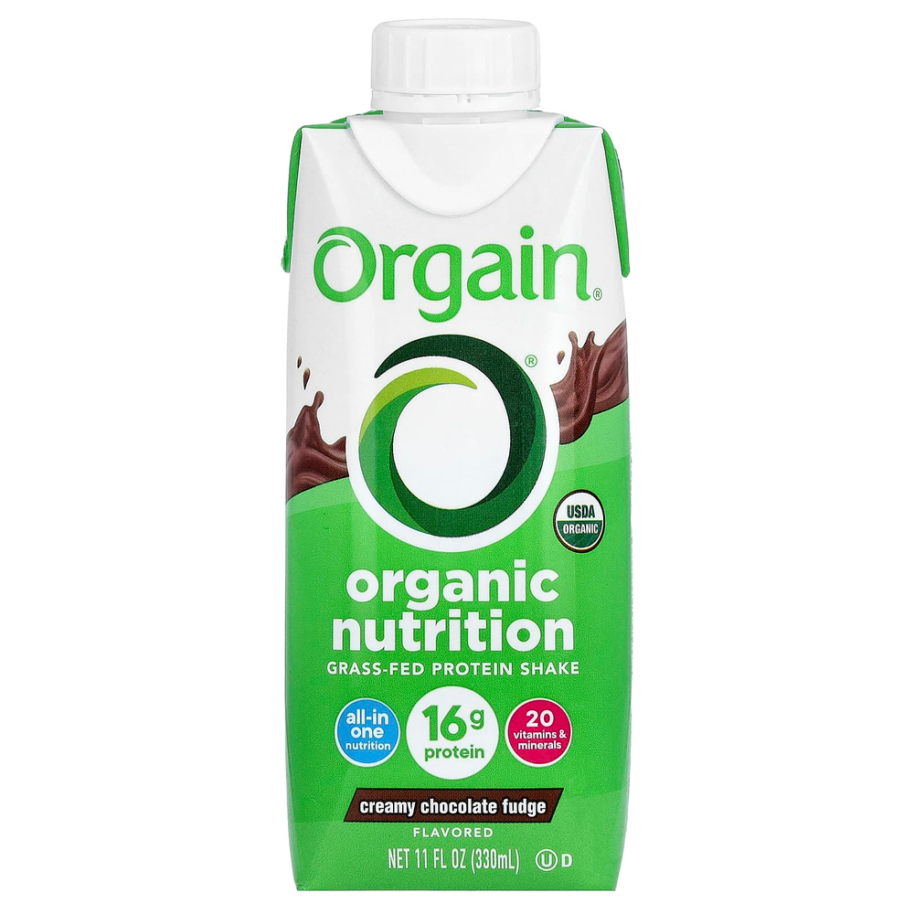 Orgain, Organic Nutrition, Grass-Fed Protein Shake, Creamy Chocolate Fudge, 12 Cartons, 11 fl oz (330 ml) Each