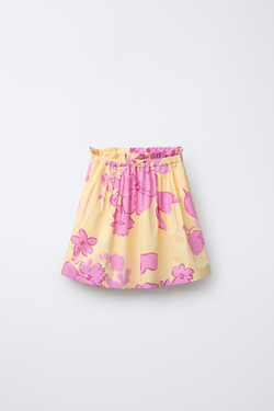 ZARA ЮБКА МИДИ С ЦВЕТОЧНЫМ ПРИНТОМ, ПАСТЕЛЬНО-ЖЕЛТЫЙ