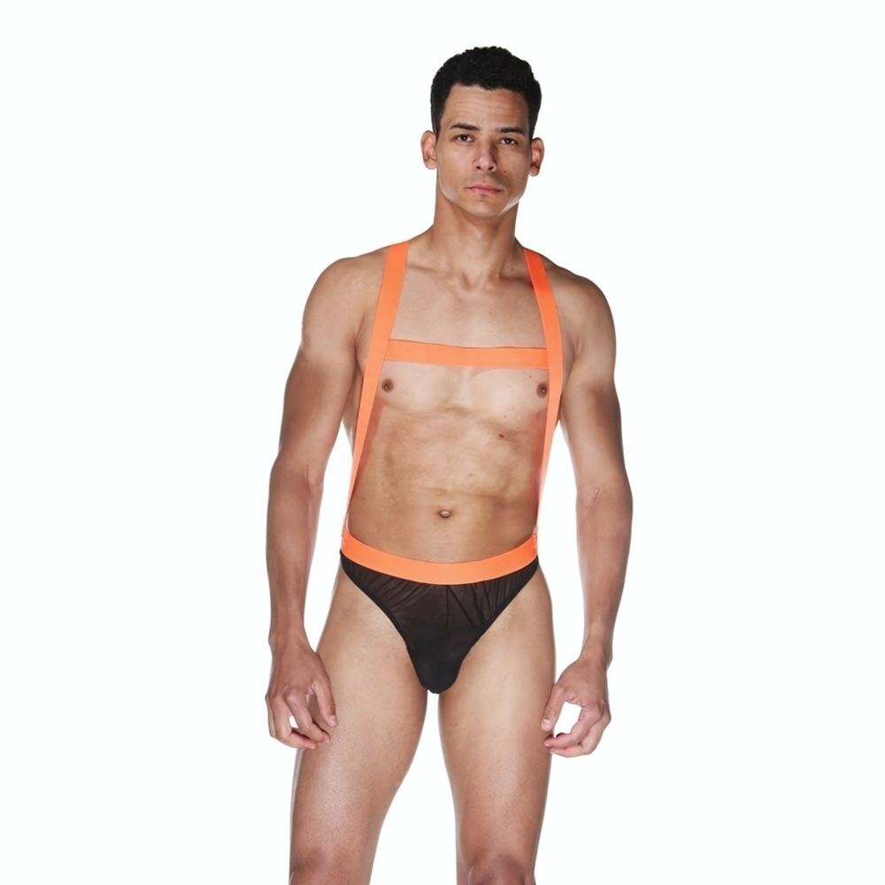 Оригинальное боди с яркими лямками (Размер: S-M) (Цвет: черный с оранжевым)