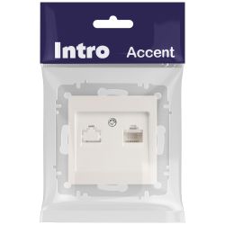 Розетка Intro Accent 6-303-06 информационная RJ45 IP20 СУ перламутр | Intro