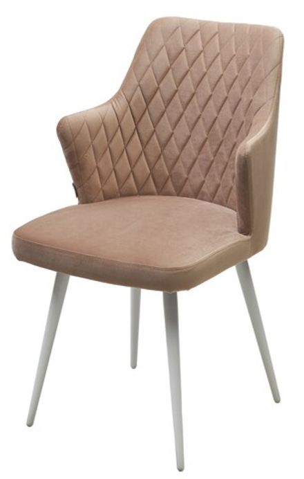 Стул М-City DISAUR Герман (Herman) поворотный на 360 градусов, Бежевый 5, Велюр, Белый каркас