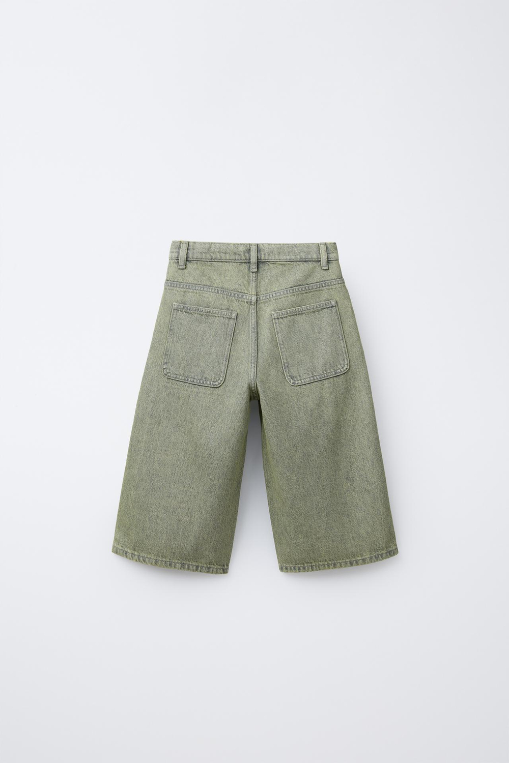 ZARA ДЛИННЫЕ ДЖИНСОВЫЕ ШОРТЫ С ЭФФЕКТОМ ПОТЕРТОСТИ, ЗЕЛЕНОВАТО-СИНИЙ