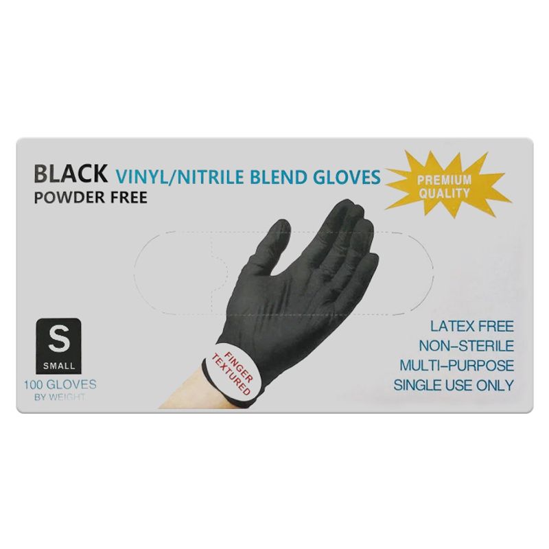 Перчатки нитриловые цветные/черные S упаковка (50 пар/упак) Китай