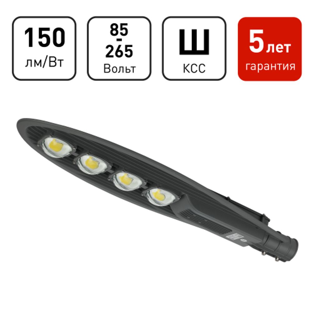 Уличный светильник ЭРА SPP-5-200-5K-W 200Вт 5000К 30000лм IP65 КСС Ш-aб IC-COB 48-60мм | Уличные консольные светильники