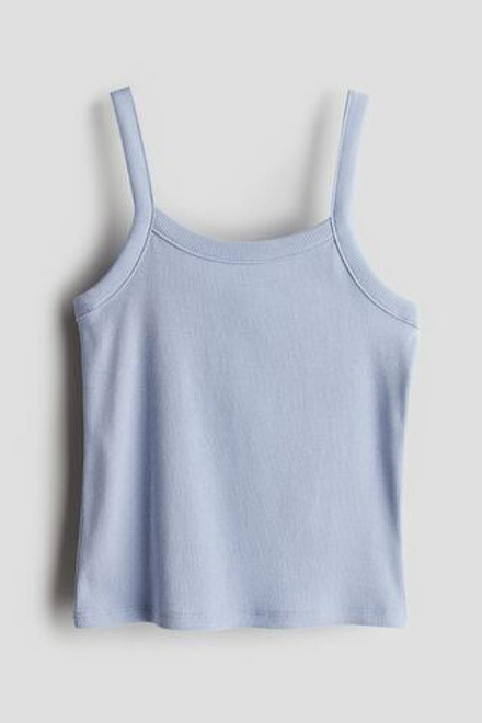 H&M Топ на бретелях в рубчик, голубой