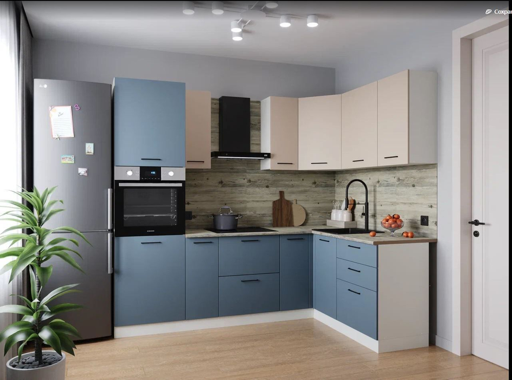 Кухонный гарнитур угловой Жемчуг 2400х1600 (38мм)