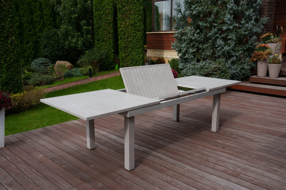 Стол обеденный раскладной "ГАРДА" из алюминия 2-3м (цвет серый)