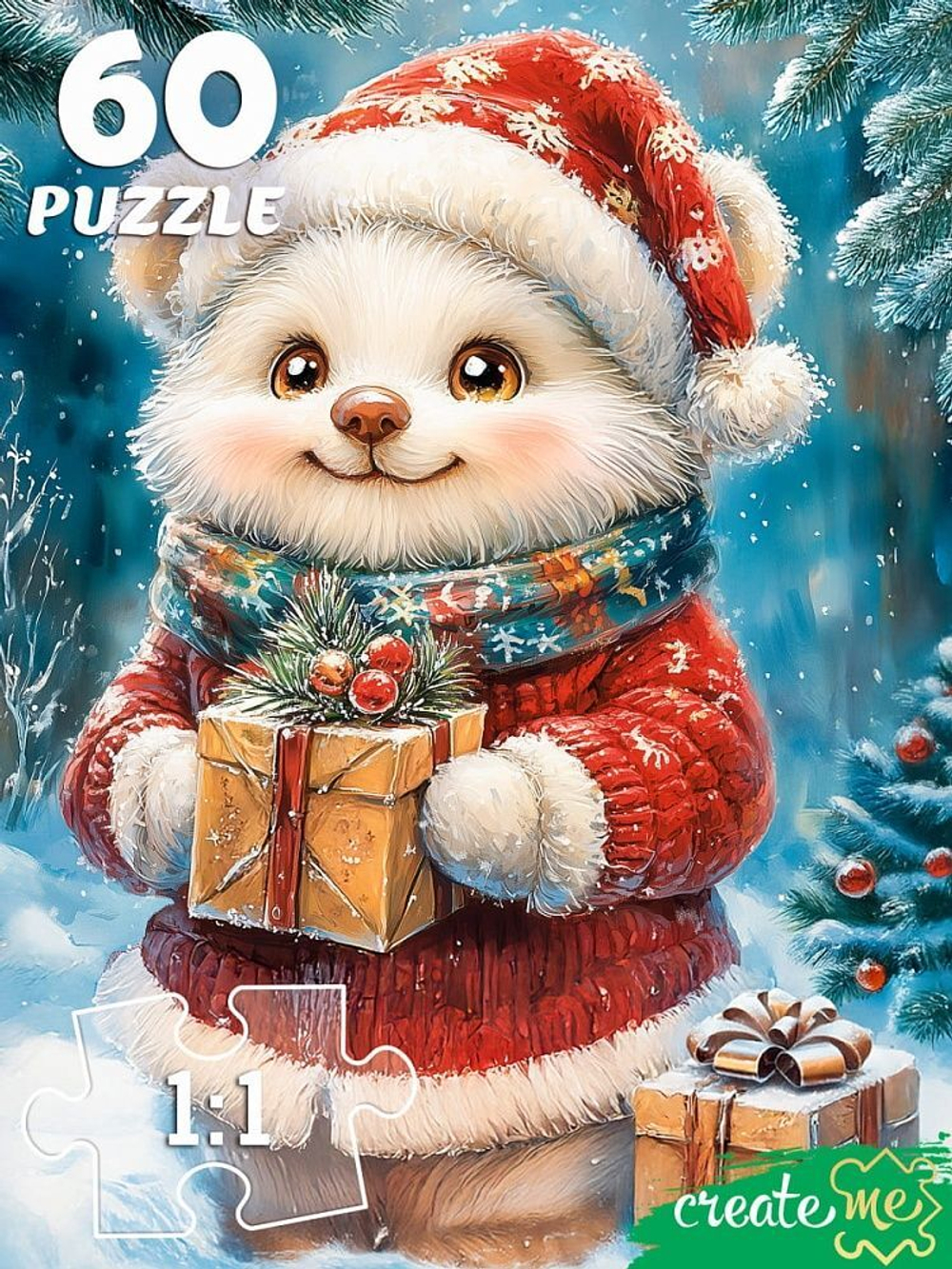 Пазлы 60 элементов "Медвежонок сподарками"