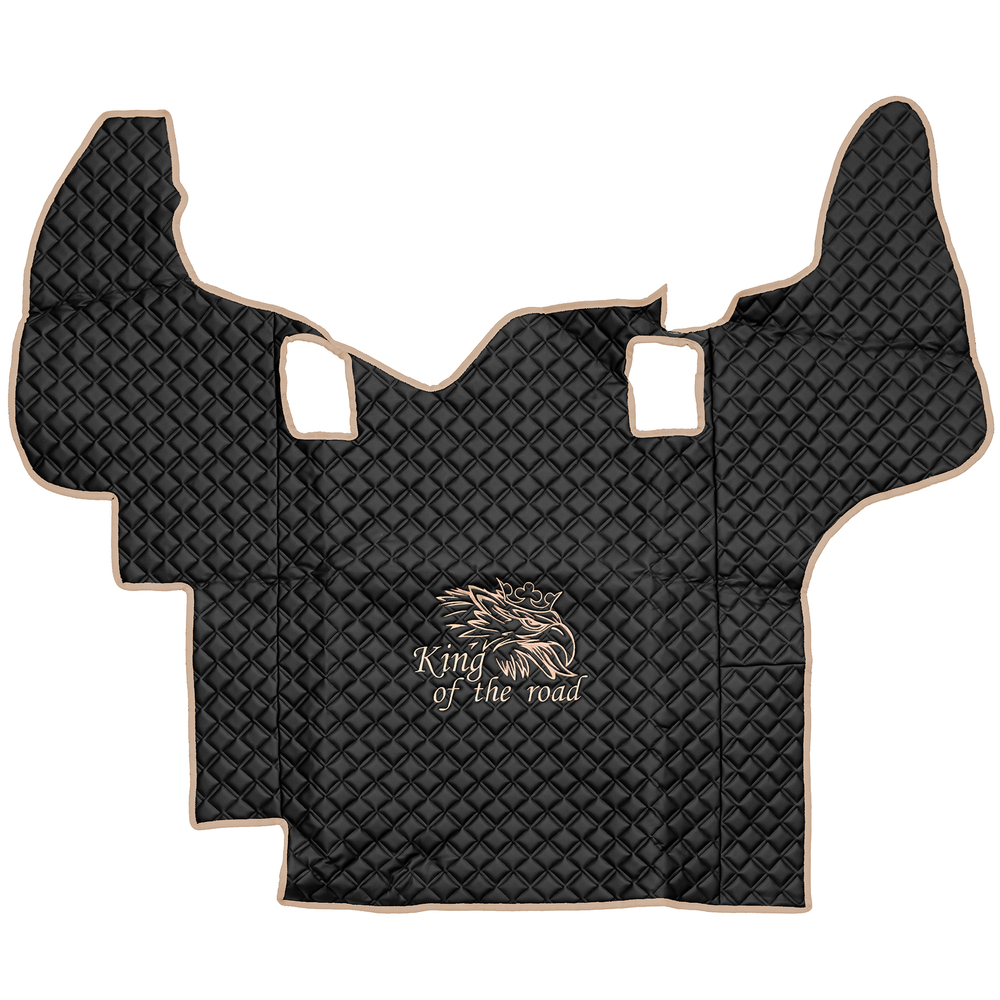 Ковры SCANIA 5 серии Р (автомат) (экокожа, черный, бежевый кант, бежевая вышивка)