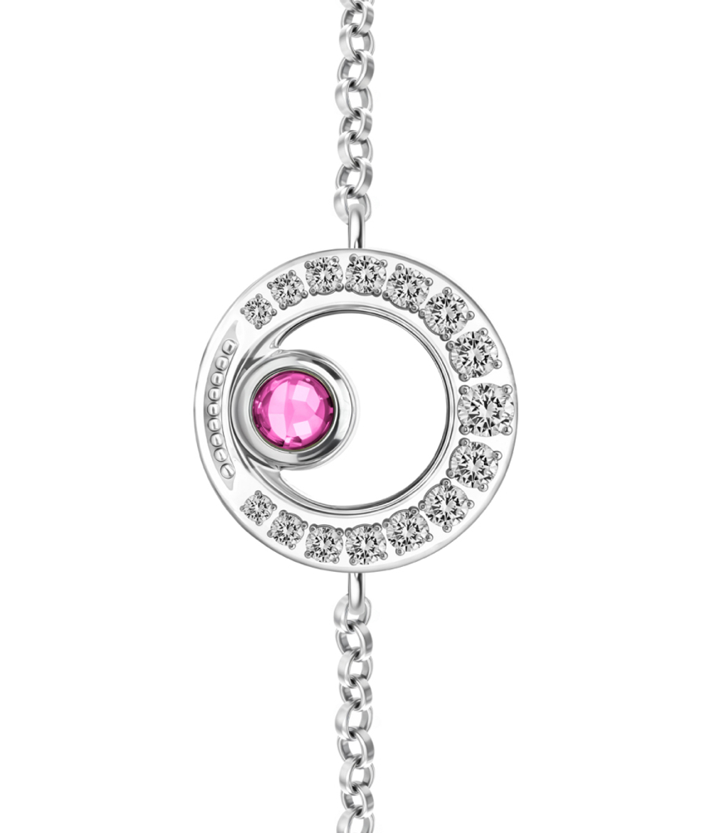 Браслет из серебра со вставками из выращенного рубина и бесцветных фианитов