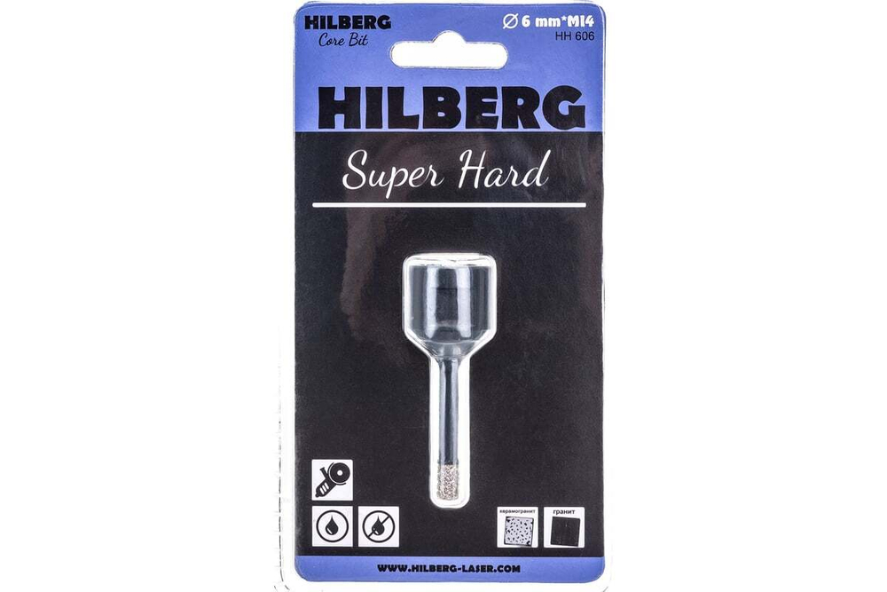 6 Коронка алмазная Hilberg Super Hard, М14, С ТЕХНИЧЕСКИМ ВОСКОМ6*35 mm