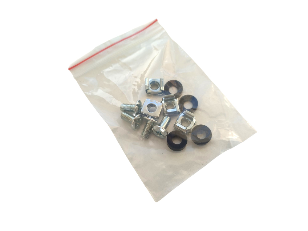 Комплект рэк крепежа для 19" шкафов, стоек, кейсов (винт, гайка, шайба), 4 шт./упак