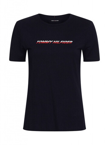Женская теннисная футболка Tommy Hilfiger Regular Graphic C-NK Tee SS - Бирюзовый