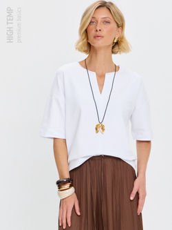 Плотная футболка из футера 2-нитки с V-вырезом HIGH TEMP