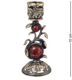 Народные промыслы AM-4037 Подсвечник «Лоза» (латунь, янтарь)