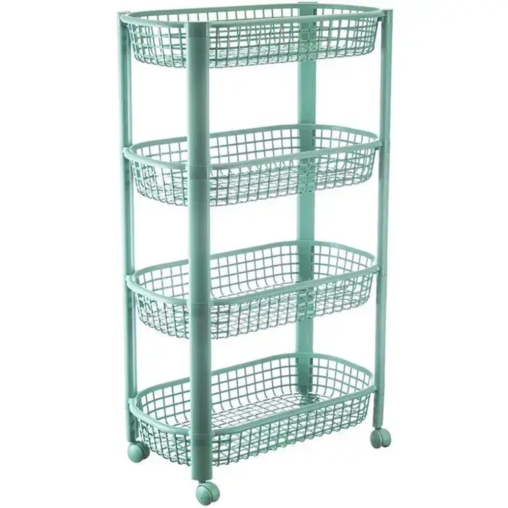 Полка овощная на колесах (4 секции) Фисташковый 0,79,46х0,26м