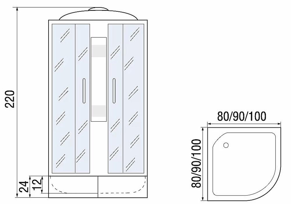 Душевая кабина River Nara LIGHT XL 90/24 MT 10000006220