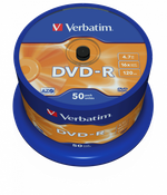 Оптический диск Verbatim DVD-R 4.7GB 16X AZO Matt Silver, Spindle, 50 шт