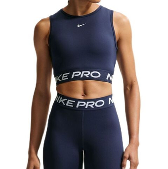 Женский топ теннисный Nike Pro Dri-Fit Cropped Tank - midnight navy/white