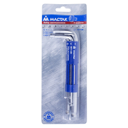 Набор Г-образных шестигранников 2-10 мм, с шаровым окончанием, 8 предметов МАСТАК 0611-8HB