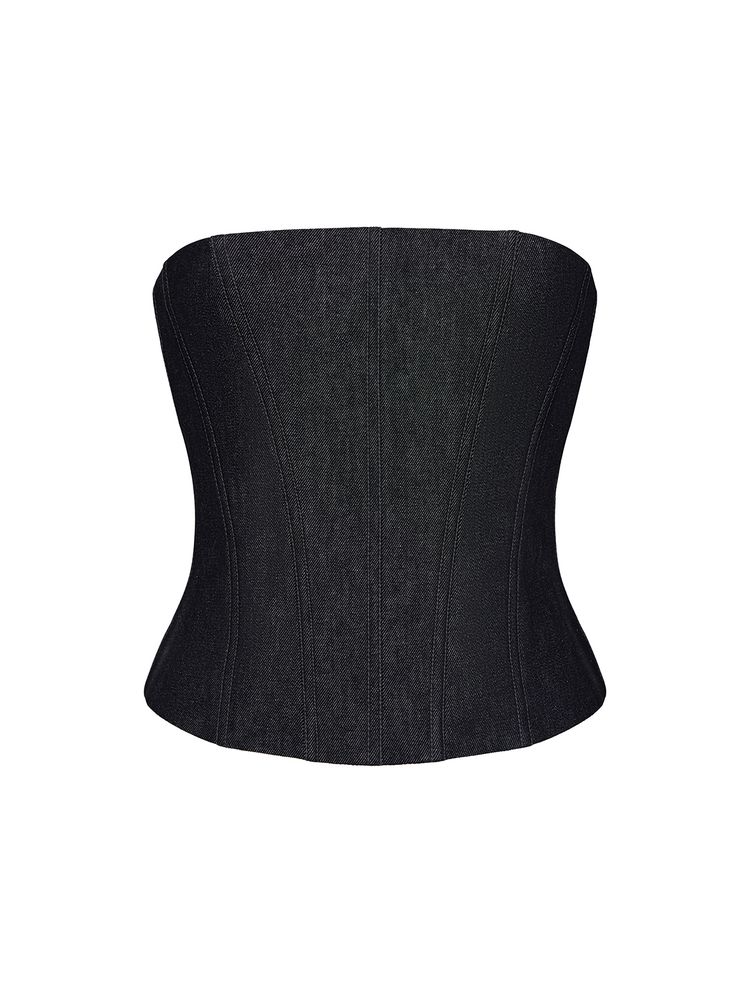 Топ корсетного типа из денима с контрастными отстрочками