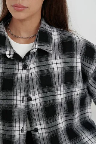 Рубашка из фланели в серо-черную клетку