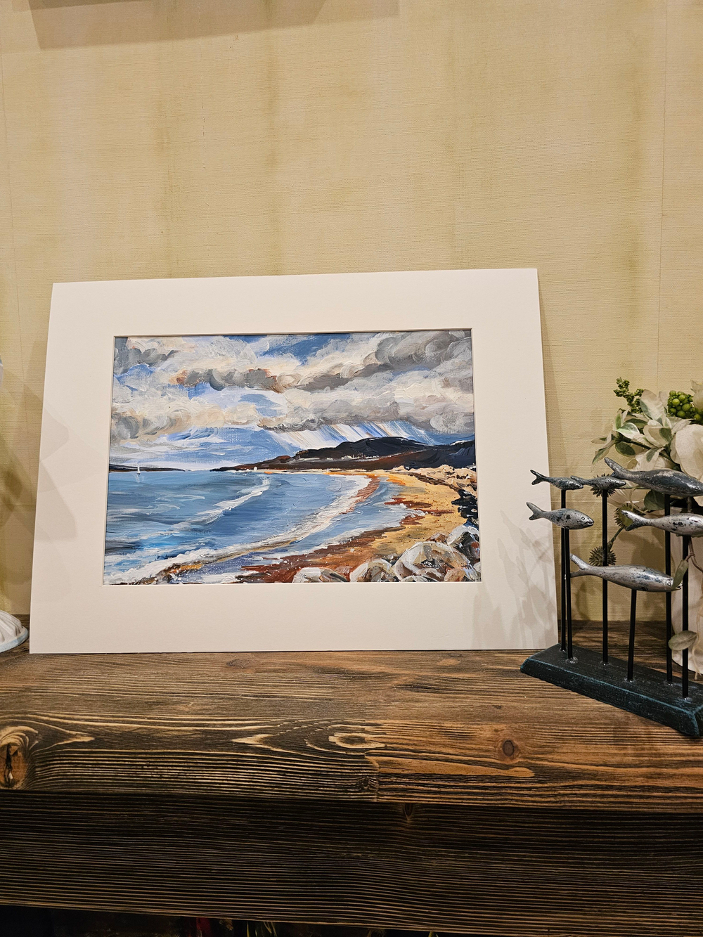 Картина авторская акрилом на холсте в паспарту 30х40 см на стену для интерьера "А где-то там идет дождь..."