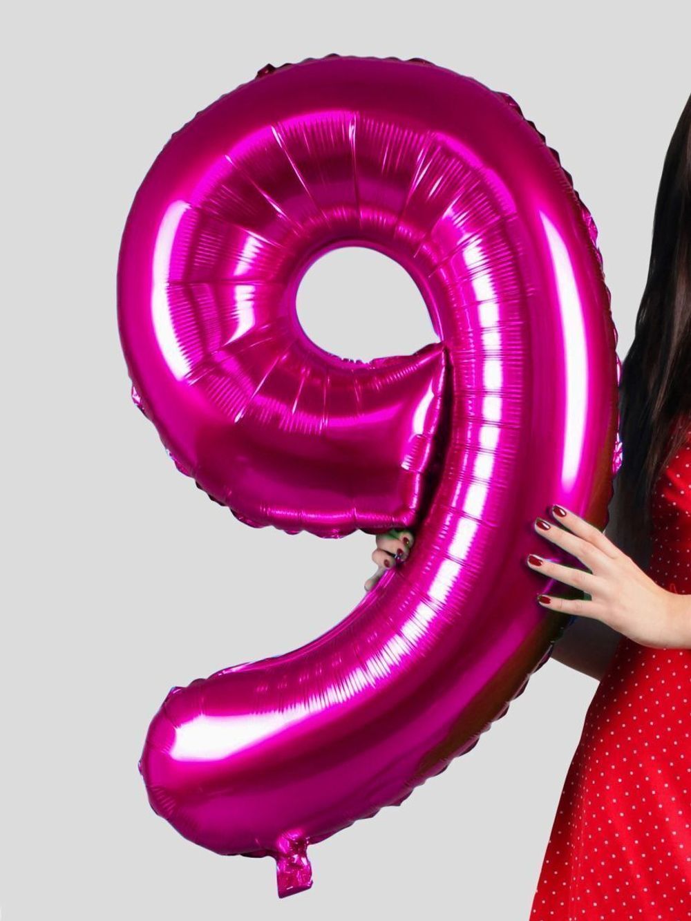 Шар F 40"/102 см Цифра "9", Фуксия, 1 шт. (БГ-60)  Изображение4
