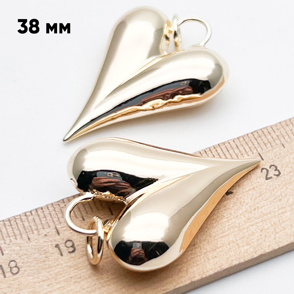 Подвеска Сердце (большое!), цвет золото, размер 38*27 мм, цена за 1 шт