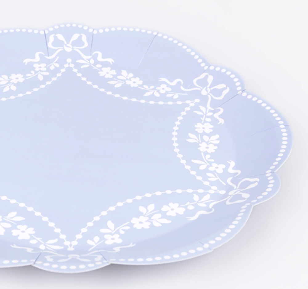 Тарелки большие васильковые "Рококо" 8 шт. (29,2 х 29,2 см)