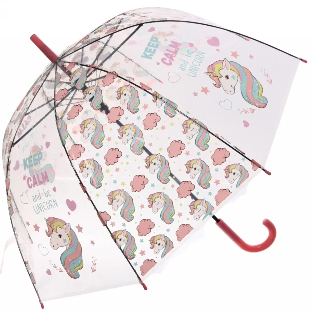 Зонт-трость женский купол «Единорог» микс 4 цвета, 8 спиц, d-82см, длина в слож. виде 82см