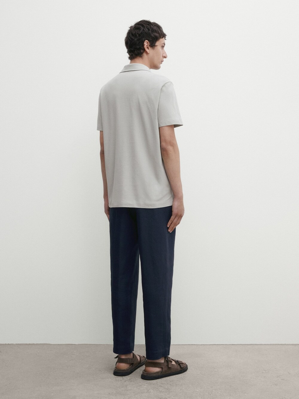 Massimo Dutti Поло из смесового хлопка с короткими рукавами, светло-зеленый