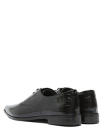 Женские кожаные туфли чёрные с тиснением под рептилию