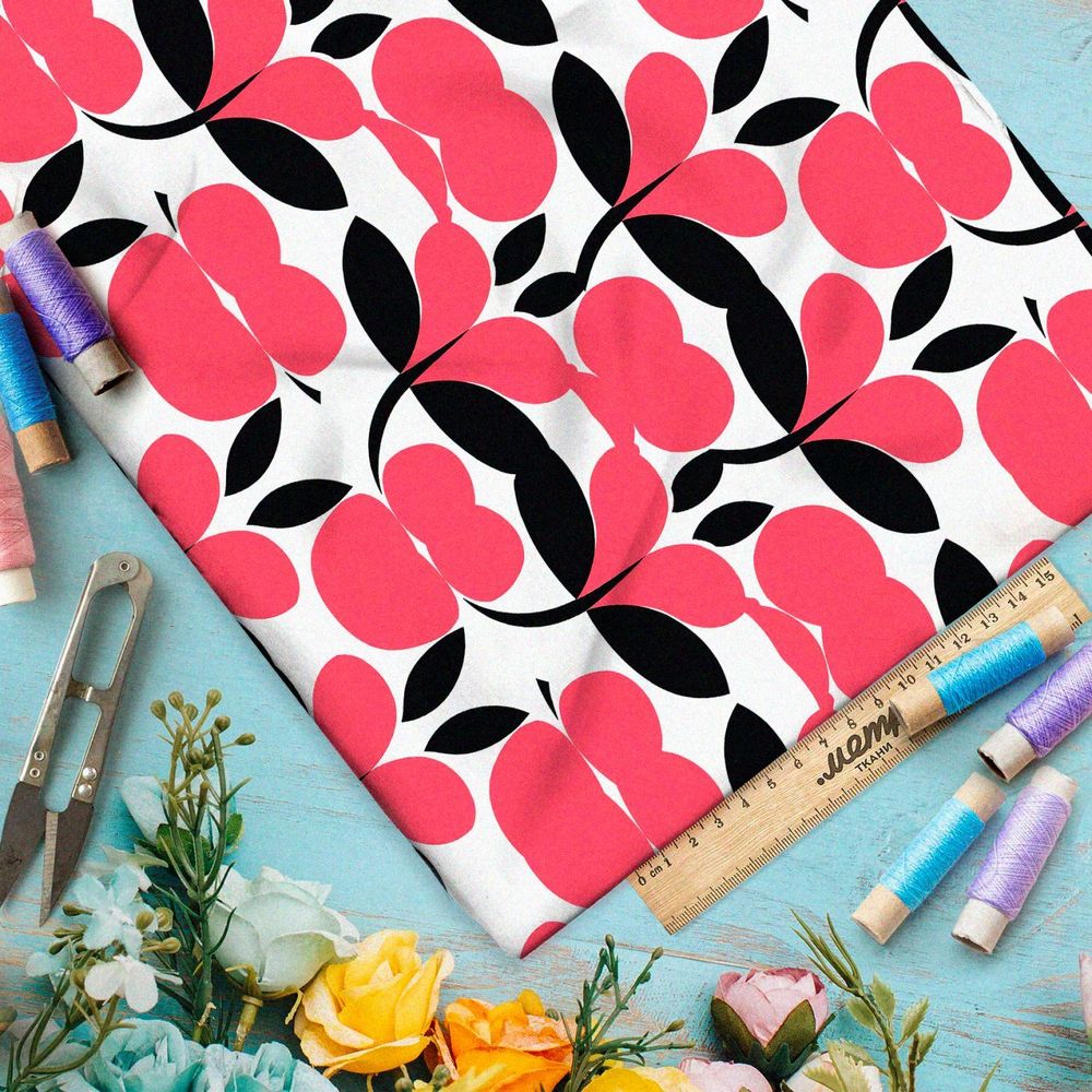 Ткань премиум бифлекс цветочный калейдоскоп