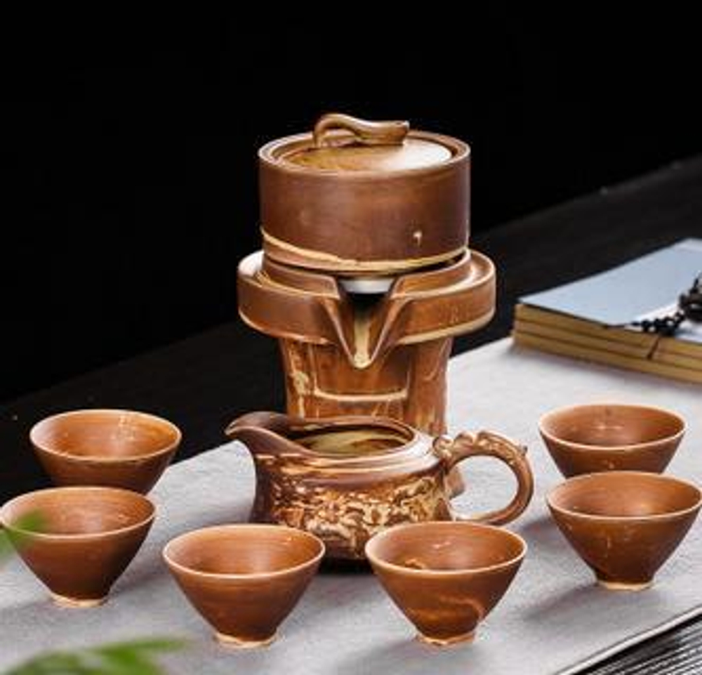 278135.3 Сервиз  Водяная мельница "Гладкая кожа" чайник 170мл, жернова, сливник. 6 пиал, керамика