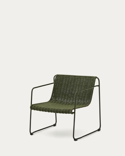 Кресло Maurina из оцинкованной стали зелёного цвета и зелёным шнуром La Forma Испания