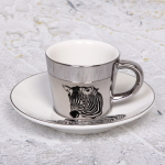 Кофейная пара (зеркальная кружка 90мл+блюдце) анаморфный дизайн «Зебра»