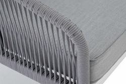 "Канны" диван модульный плетеный из роупа, каркас алюминий белый, роуп светло-серый круглый, ткань светло-серая