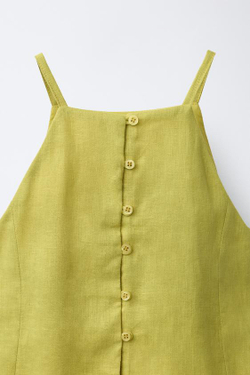ZARA ТОП ИЗ 100% ЛЬНА, ОЛИВКОВЫЙ