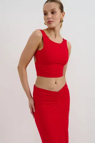 Топ с открытой спиной из вискозы красного цвета