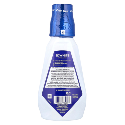Crest, 3D White Brilliance Fresh, отбеливающий ополаскиватель для рта, без спирта, яркая мята, 500 мл (16,9 жидк. унции)