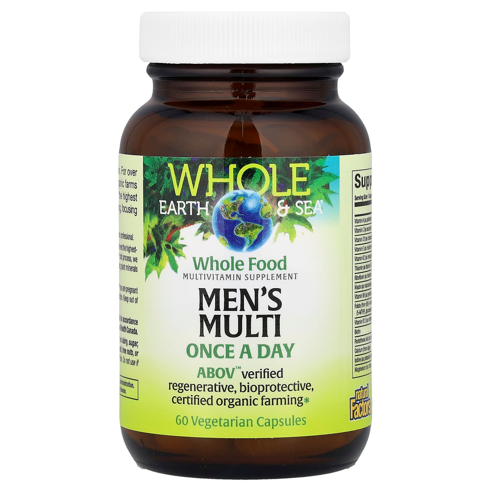 Natural Factors, Whole Earth & Sea®, мультивитамины для мужчин, 60 вегетарианских капсул