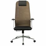 Кресло BRABIX PREMIUM "Ultimate EX-801" хром, плотная двойная сетка Х2, черное/коричневое, 532920