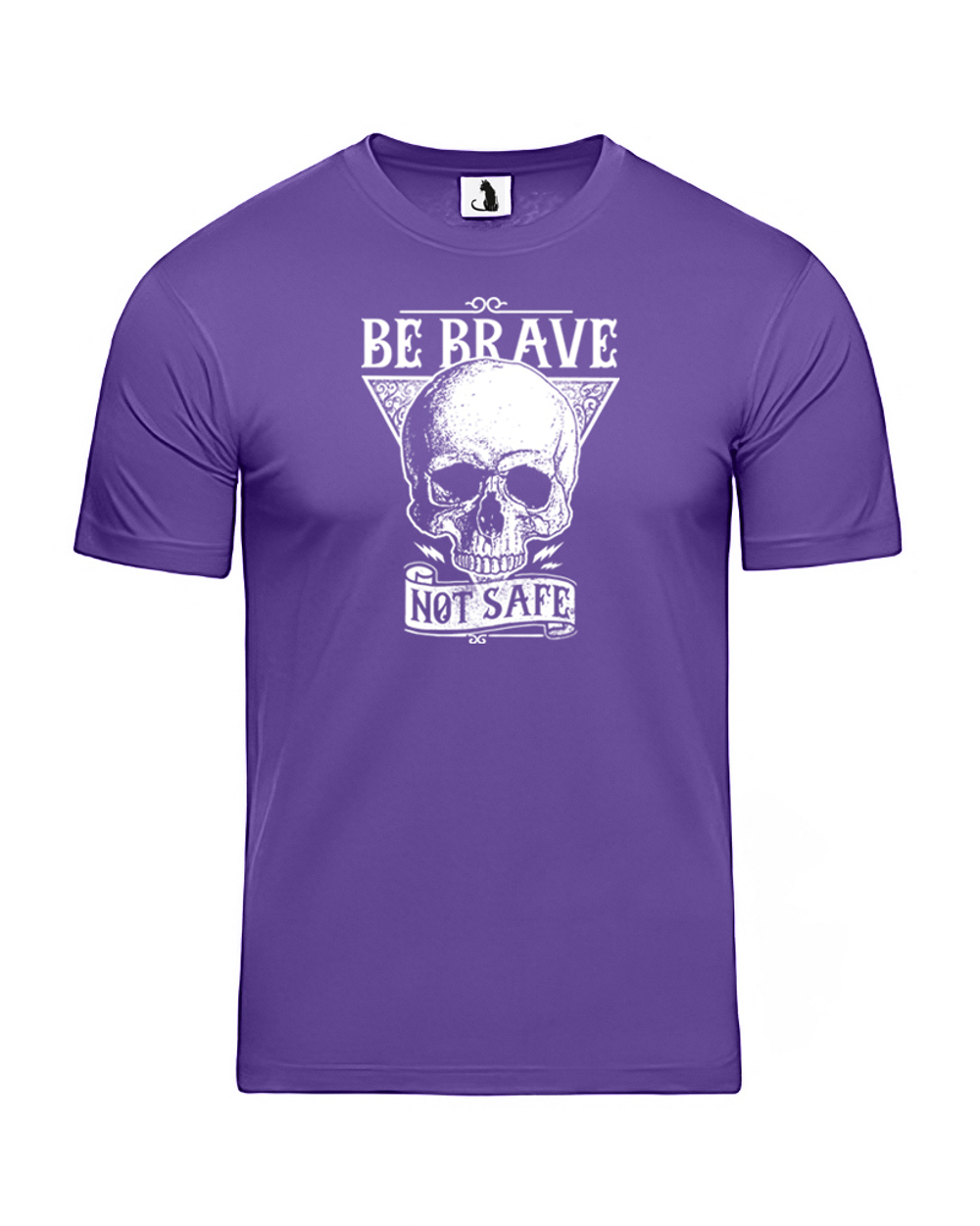 Футболка Be brave Not Safe классическая прямая фиолетовая с белым рисунком