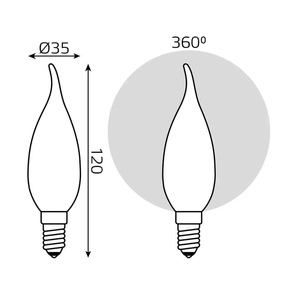 Лампа Gauss LED Filament Свеча на ветру 9W E14 710lm 4100K  104801209