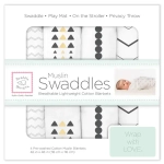 SwaddleDesigns Набор пеленок муслин 4 шт. - Gold and Graphite, Soft Black with Touch of Gold Shimmer